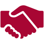 Icon of two hands shaking, representing agreement, partnership, or cooperation.